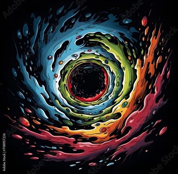 Obraz Abstract tunnel of a multicolor spectrum background. Bright rays of light and colorful glowing lines moving speed through the dark with comic spectrum color
