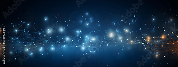 Obraz Technology background with plexus effect. Big data concept. Binary computer code. Vector illustration