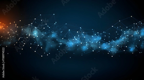 Obraz Technology background with plexus effect. Big data concept. Binary computer code. Vector illustration