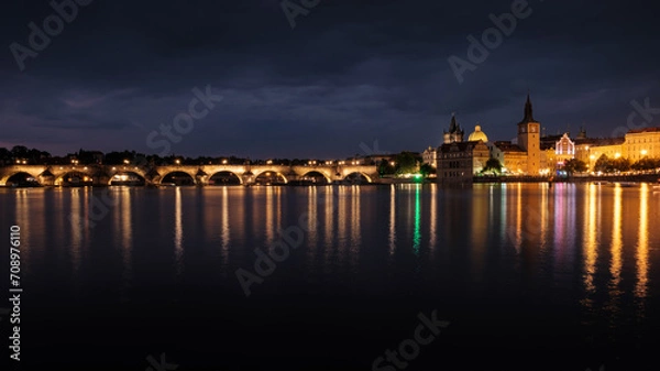 Obraz charles bridge at night