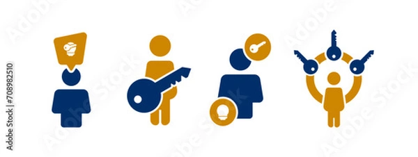 Fototapeta opportunities icon vector illustration. people with key and lamp concept.