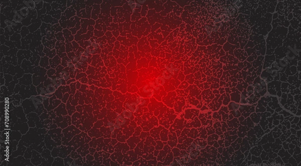Fototapeta geometric grunge effect art with digital fingerprint, a circular pattern on a black background, a lava red background with cracks and cracks, a red light on a black grunge texture,