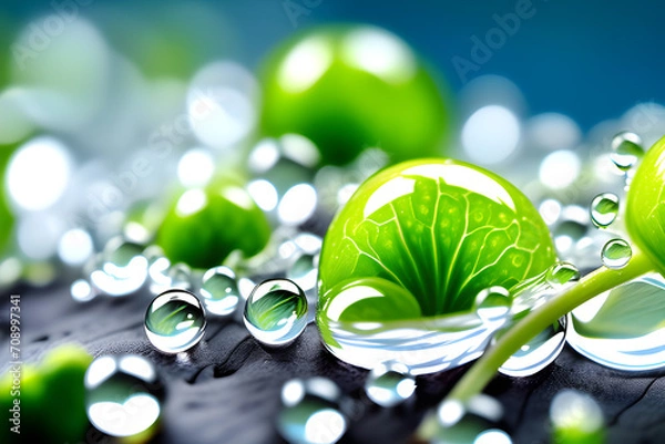 Obraz Sprouts and waterdrops Illustration Generative AI