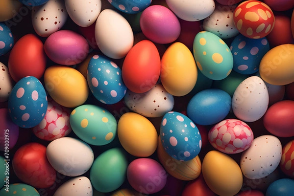 Obraz Colorful background of easter eggs collection, easter celebration