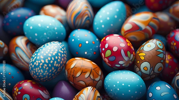 Obraz Colorful background of easter eggs collection, easter celebration