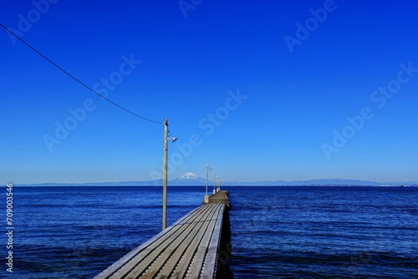 Fototapeta 岡本桟橋（原岡桟橋）からの富士