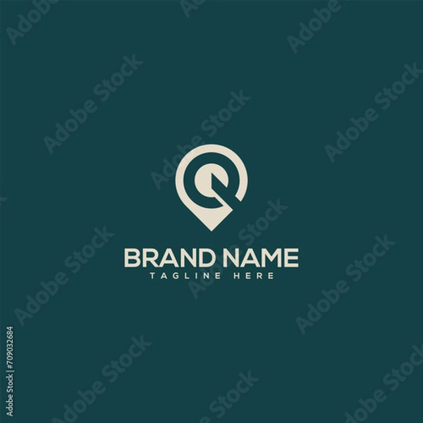 Obraz Alphabet monogram letter Q with location logo design - vector