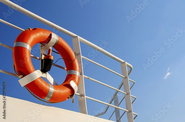 Obraz Life buoy on the deck of cruise ship