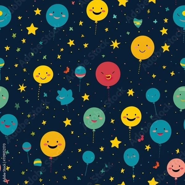 Fototapeta International day of happiness style seamless pattern