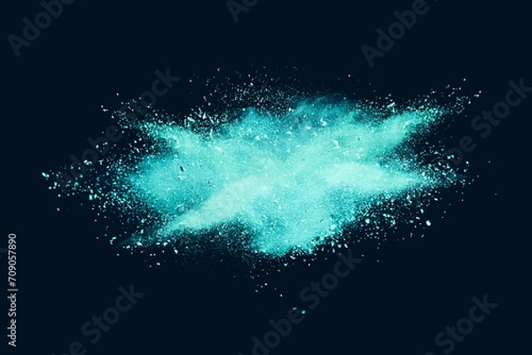 Obraz Splash green powder explosion isolated on black background