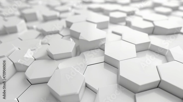 Fototapeta White hexagonal abstract 3d background