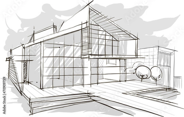 Obraz архитектурный рисунок здания