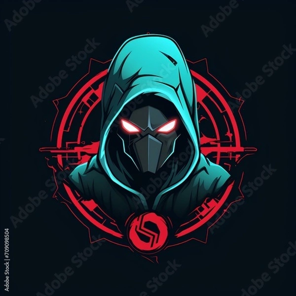 Fototapeta Hacker with magic logo design fantasy style