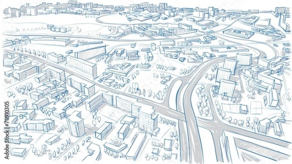 Obraz архитектурный рисунок города