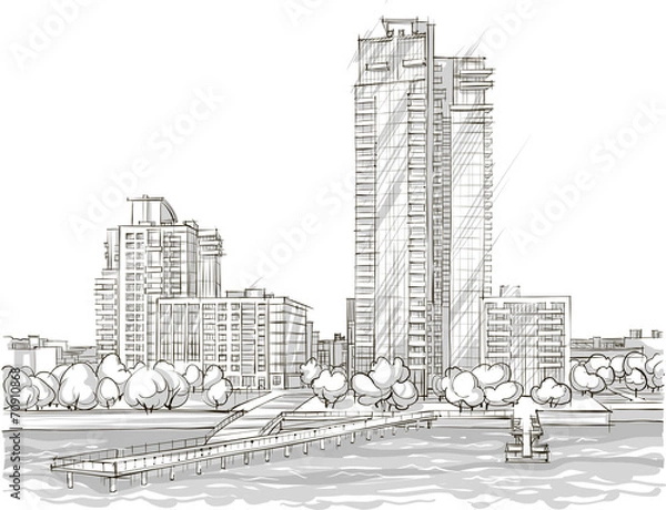 Obraz архитектурный эскиз офисного здания