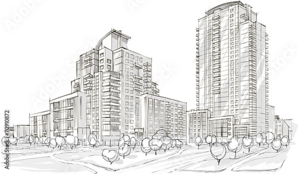 Obraz архитектурный эскиз офисного здания