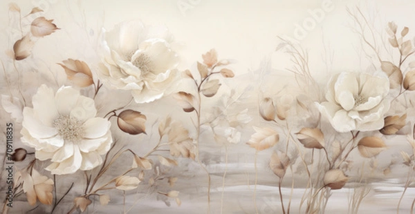 Obraz Watercolor spring flowers background