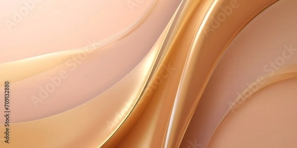 Fototapeta Soft and elegant wavy background in soft golden brown. generative AI