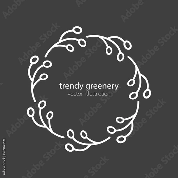 Obraz Chalkboard vector handdrawn floral wreath