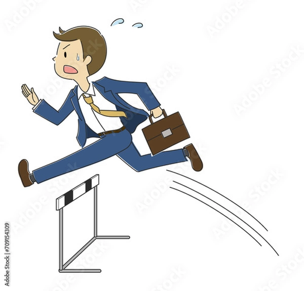 Obraz ハードルを越えるビジネスマン