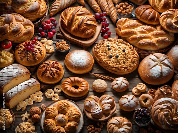 Obraz Des pâtisseries sur une table.