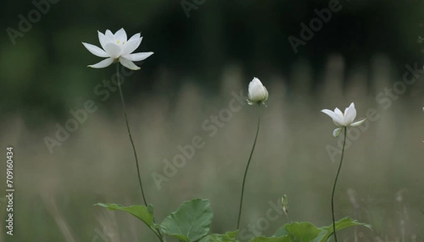Fototapeta Dew-Kissed Daisies in Morning Meadow | Nature's Tiny Treasures Close-Up | Springtime Floral Glow