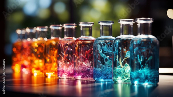 Obraz glass bottles with reflection