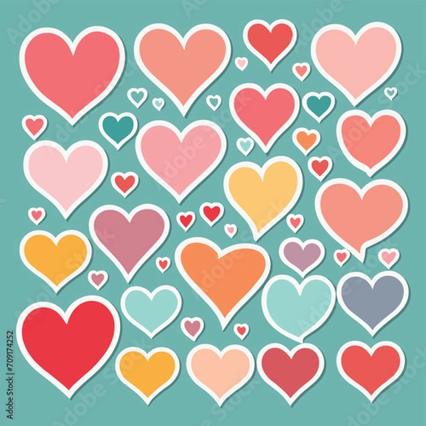 Fototapeta Heart shapes icon set pattern design