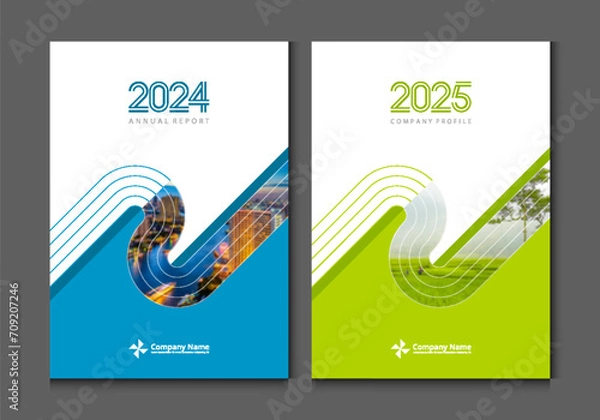 Fototapeta Cover design annual report business catalog company profile brochure magazine flyer booklet poster banner. A4 template design element cover vector. Sample image create with gradient mesh tool.