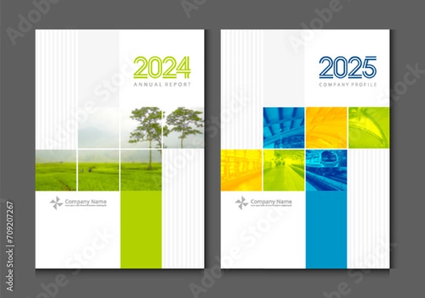 Fototapeta Cover design annual report business catalog company profile brochure magazine flyer booklet poster banner. A4 template design element cover vector. Sample image create with gradient mesh tool.