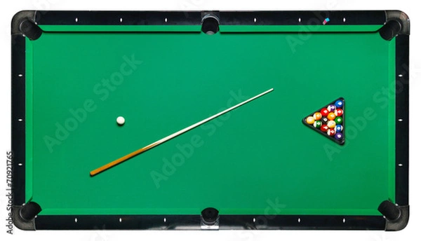 Obraz Isolated billiard table, top view.