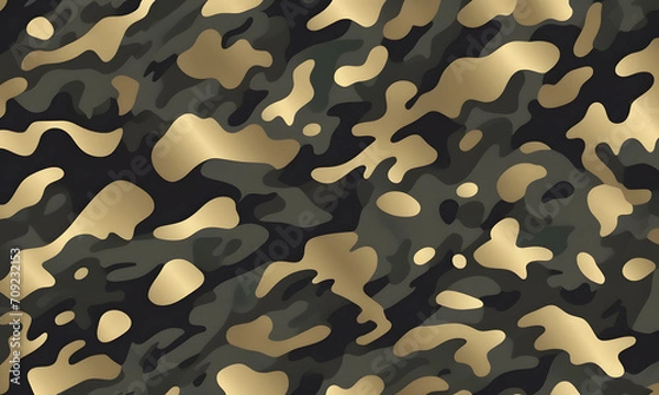 Fototapeta Black Gold Camouflage Pattern Military Colors Vector Style Camo Background Graphic Army Wall Art Design