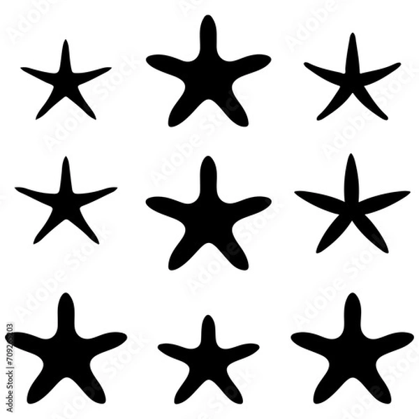 Fototapeta Starfish vector silhouette. Atlantic star animal icon set and marine Vector illustration
