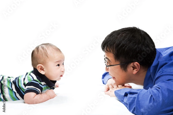 Obraz Asian father and son