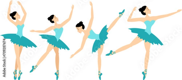 Obraz Classical ballet. Set of ballerinas in ballet poses.