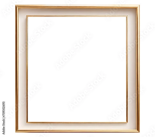 Fototapeta Gold picture frame with isolated background, Gold frame with isolated background, Watercolor gold picture frame with isolated background.