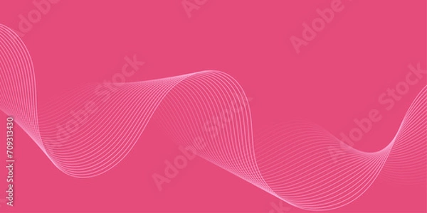 Obraz Abstract background with waves for banner. Medium banner size. Vector background with lines. Element for design isolated on pink. Pink color. Valentine's Day. Brochure, booklet