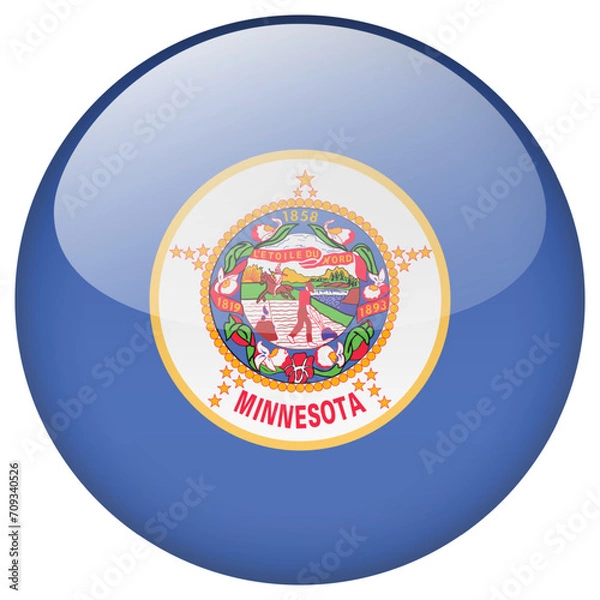 Fototapeta Minnesota flag button.