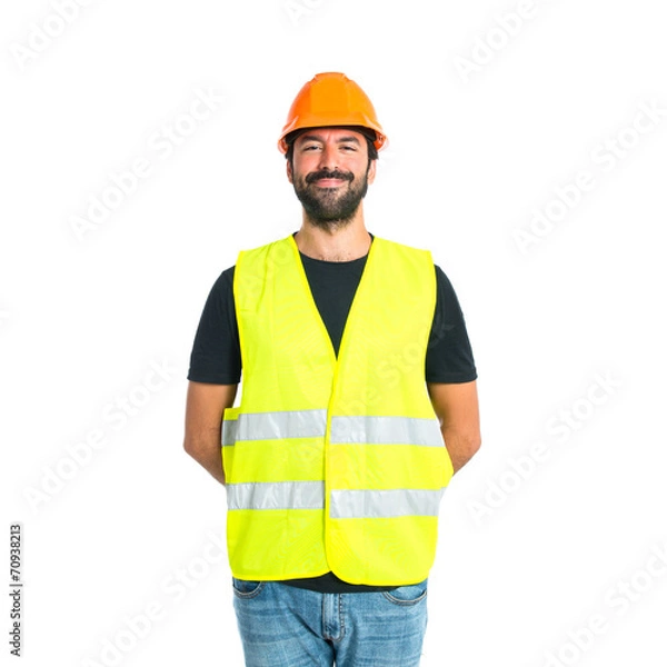 Obraz Workman over white background