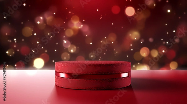 Fototapeta Modern round product advertising podium, booth, stage, product background, promotional event background