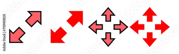 Fototapeta Fullscreen Icon set illustration. Expand to full screen sign and symbol. Arrows symbol
