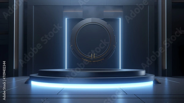 Fototapeta Podium, booth, stage, product background for displaying products, 3D rendering