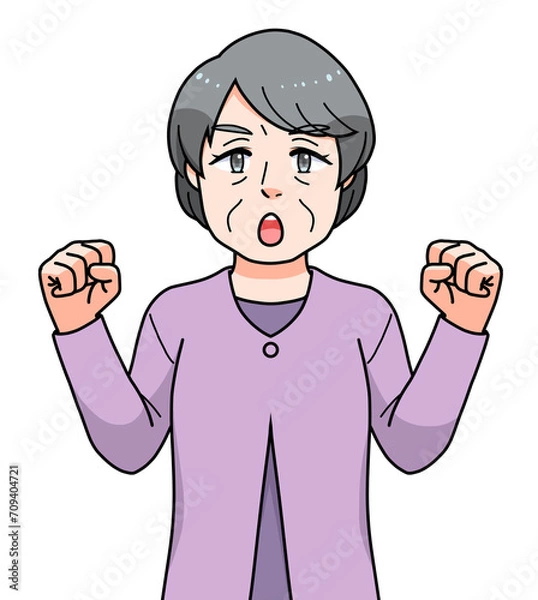 Obraz ガッツポーズのシニアの女性