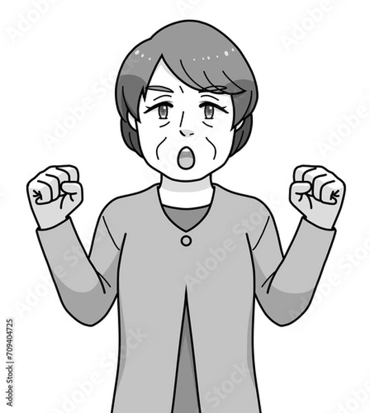 Obraz ガッツポーズのシニアの女性