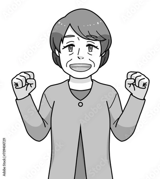 Obraz ガッツポーズのシニアの女性