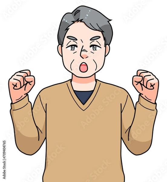 Obraz ガッツポーズのシニアの男性