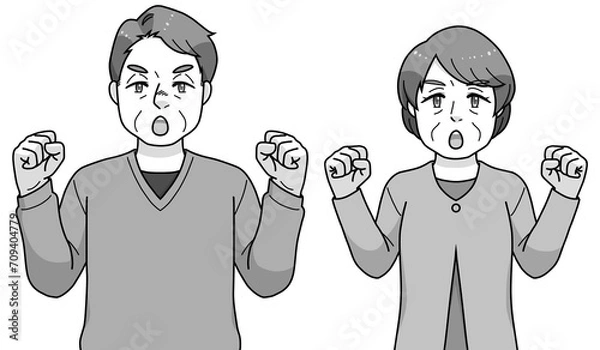 Obraz ガッツポーズのシニアの男女