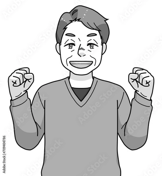 Obraz ガッツポーズのシニアの男性