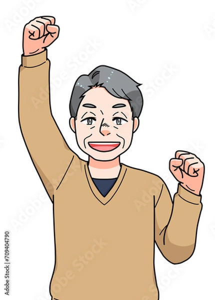 Obraz ガッツポーズのシニアの男性