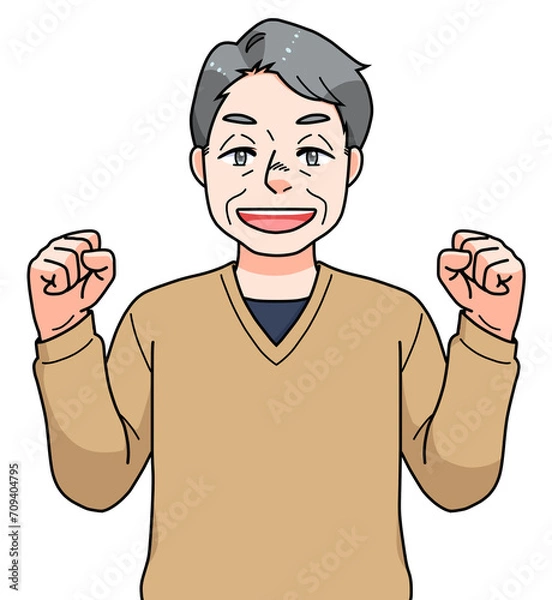 Obraz ガッツポーズのシニアの男性